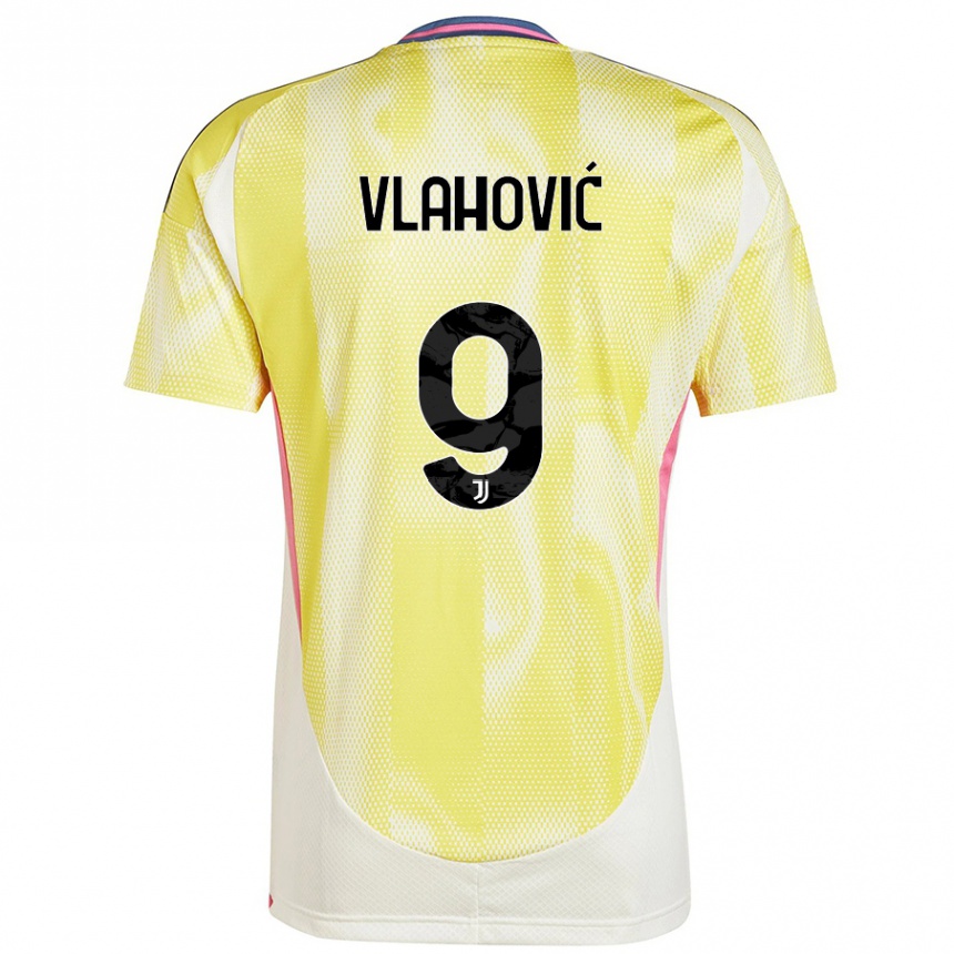 Niño Fútbol Camiseta Dusan Vlahovic #9 Amarillo Solar 2ª Equipación 2024/25 Perú