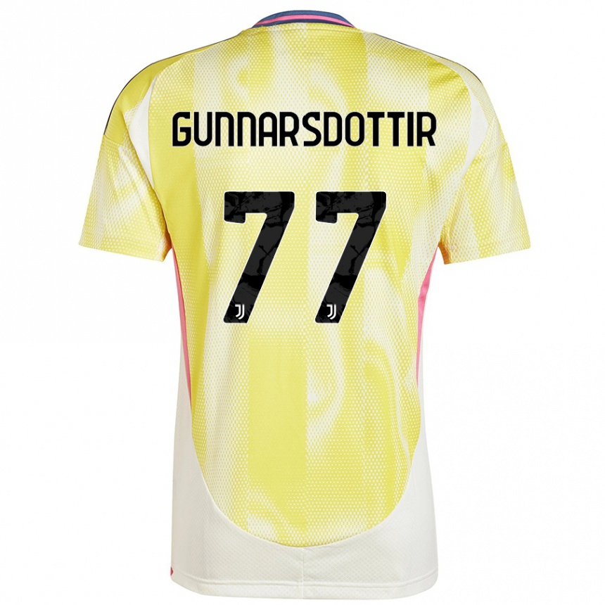 Niño Fútbol Camiseta Sara Bjork Gunnarsdottir #77 Amarillo Solar 2ª Equipación 2024/25 Perú