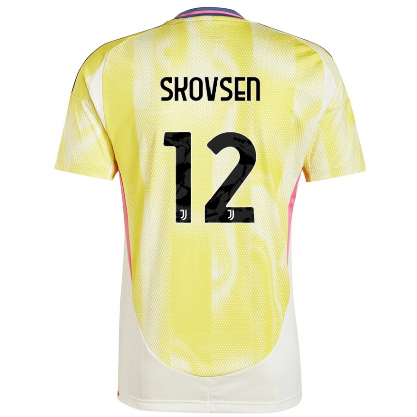 Niño Fútbol Camiseta Matilde Lundorf Skovsen #12 Amarillo Solar 2ª Equipación 2024/25 Perú