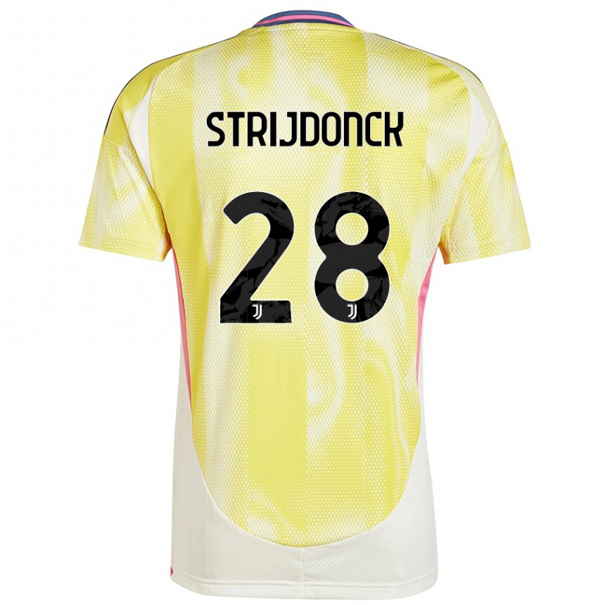 Niño Fútbol Camiseta Bayron Strijdonck #28 Amarillo Solar 2ª Equipación 2024/25 Perú