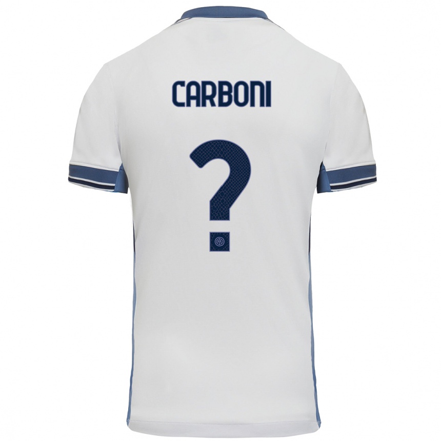 Niño Fútbol Camiseta Franco Carboni #0 Blanco Gris 2ª Equipación 2024/25 Perú