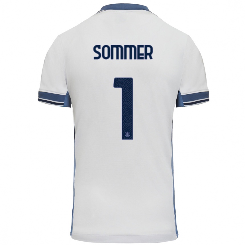 Niño Fútbol Camiseta Yann Sommer #1 Blanco Gris 2ª Equipación 2024/25 Perú