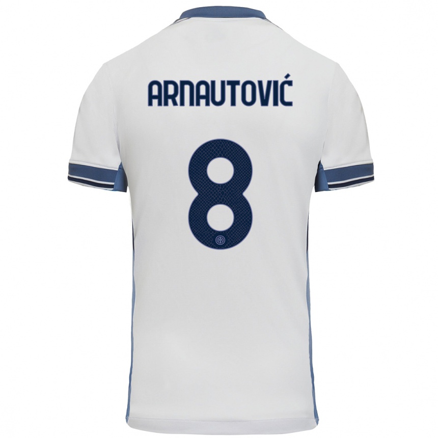 Niño Fútbol Camiseta Marko Arnautovic #8 Blanco Gris 2ª Equipación 2024/25 Perú