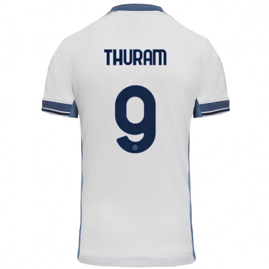 Niño Fútbol Camiseta Marcus Thuram #9 Blanco Gris 2ª Equipación 2024/25 Perú