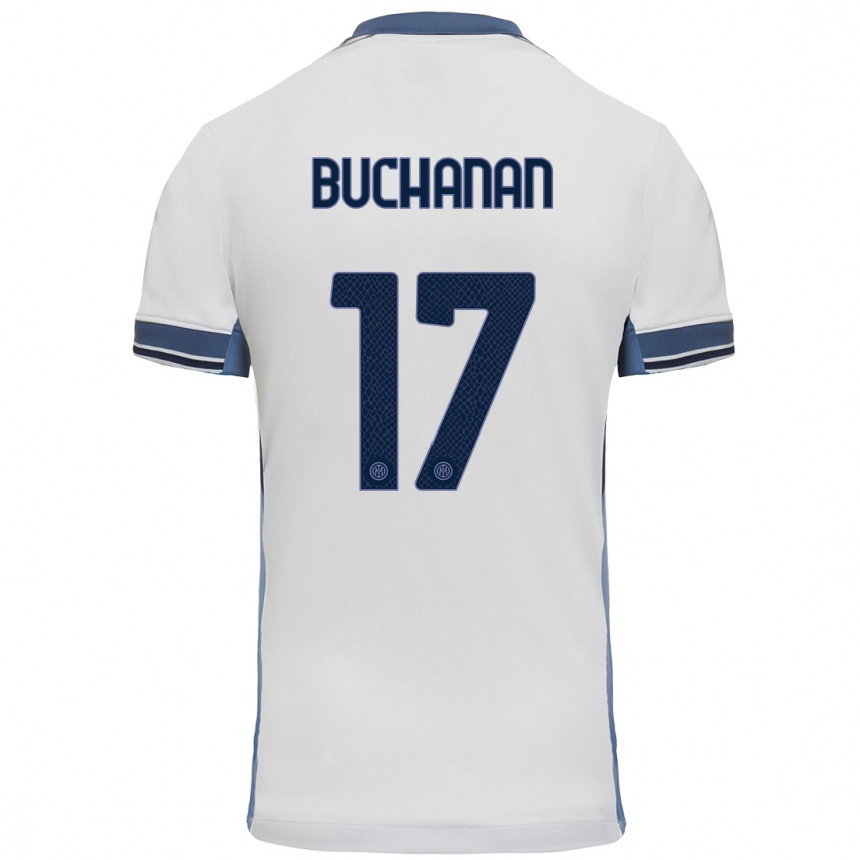 Niño Fútbol Camiseta Tajon Buchanan #17 Blanco Gris 2ª Equipación 2024/25 Perú