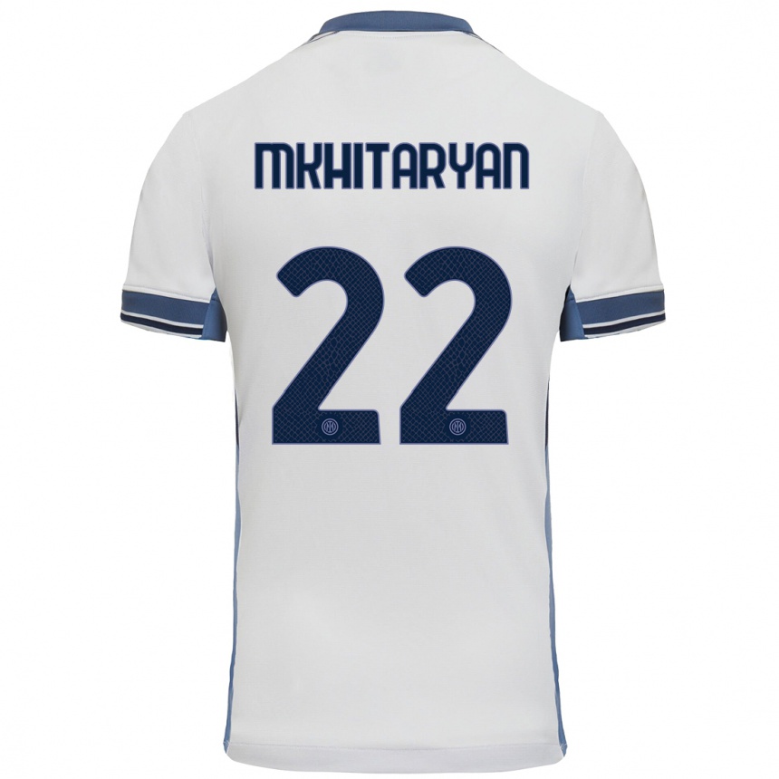 Niño Fútbol Camiseta Henrikh Mkhitaryan #22 Blanco Gris 2ª Equipación 2024/25 Perú