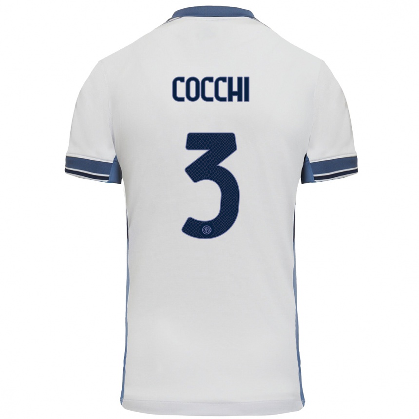 Niño Fútbol Camiseta Matteo Cocchi #3 Blanco Gris 2ª Equipación 2024/25 Perú