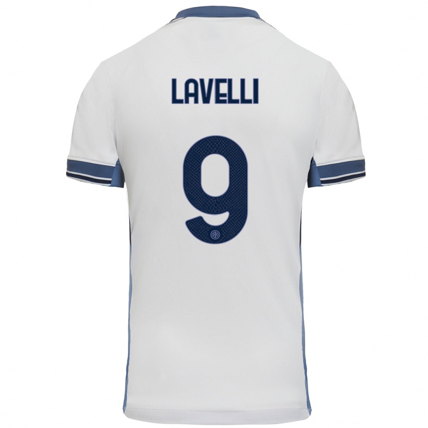 Niño Fútbol Camiseta Matteo Lavelli #9 Blanco Gris 2ª Equipación 2024/25 Perú