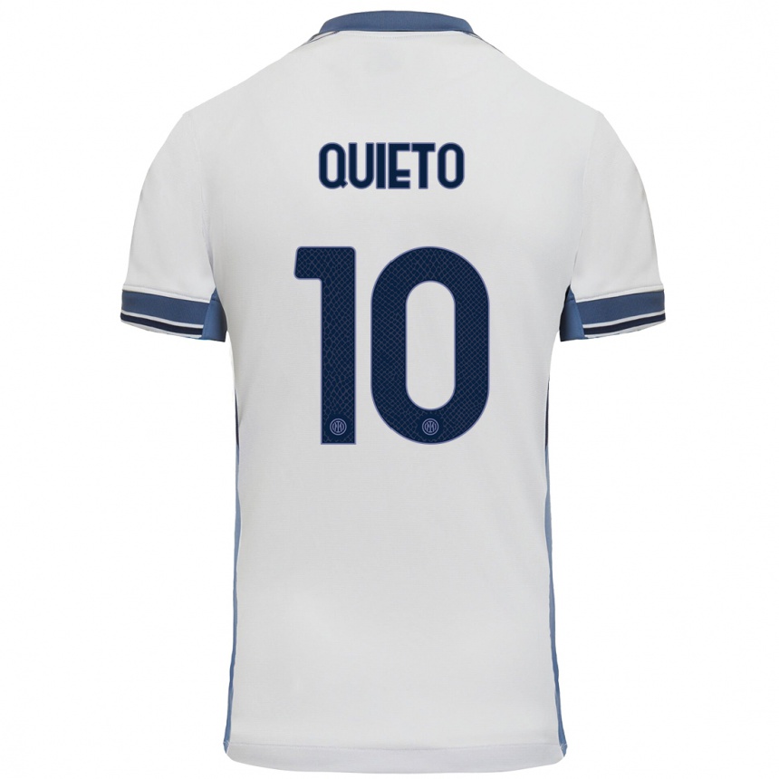 Niño Fútbol Camiseta Daniele Quieto #10 Blanco Gris 2ª Equipación 2024/25 Perú