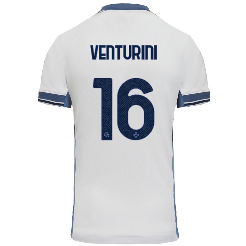 Niño Fútbol Camiseta Matteo Venturini #16 Blanco Gris 2ª Equipación 2024/25 Perú