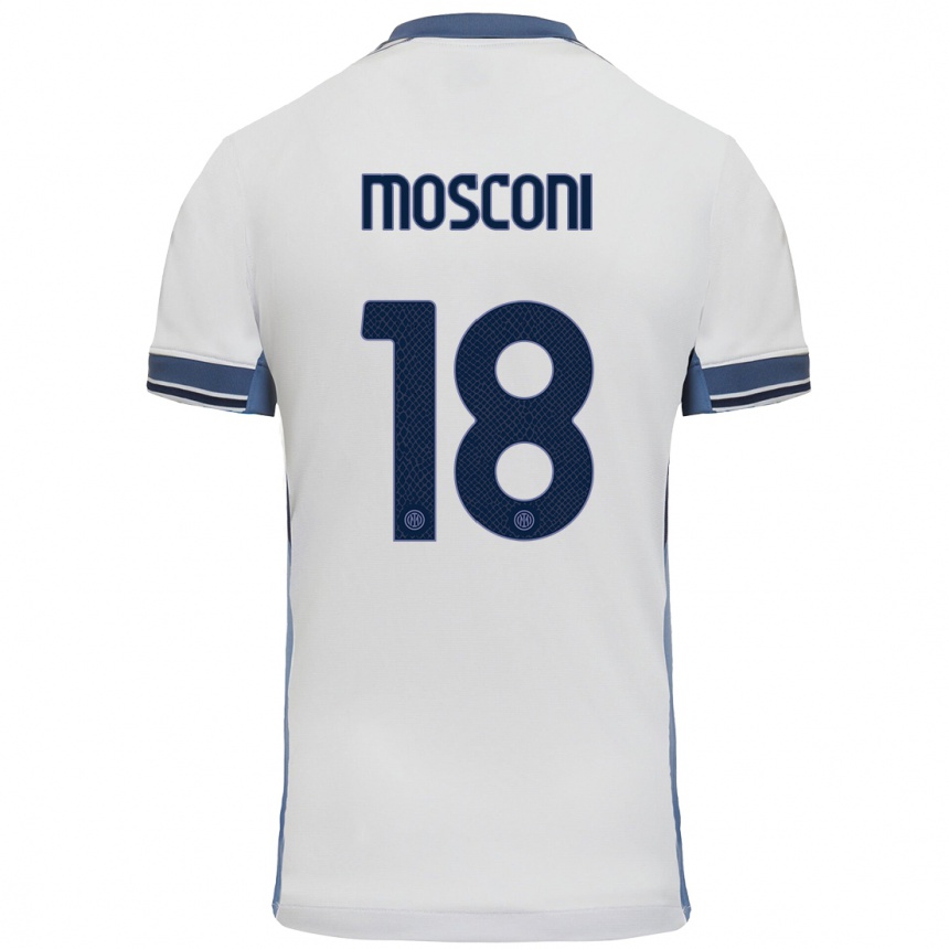 Niño Fútbol Camiseta Mattia Mosconi #18 Blanco Gris 2ª Equipación 2024/25 Perú