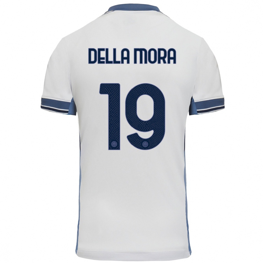 Niño Fútbol Camiseta Tommaso Della Mora #19 Blanco Gris 2ª Equipación 2024/25 Perú