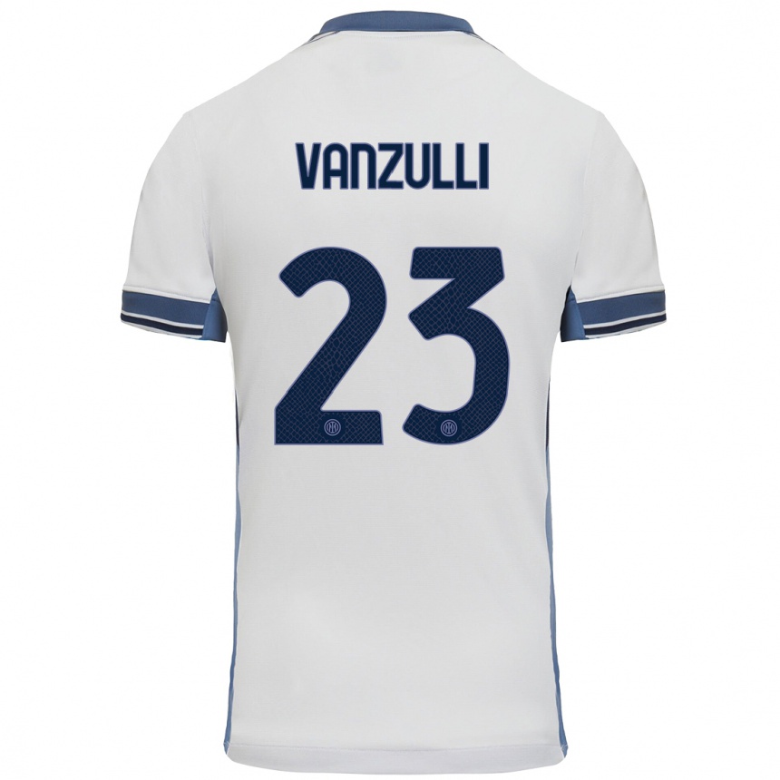 Niño Fútbol Camiseta Marco Vanzulli #23 Blanco Gris 2ª Equipación 2024/25 Perú