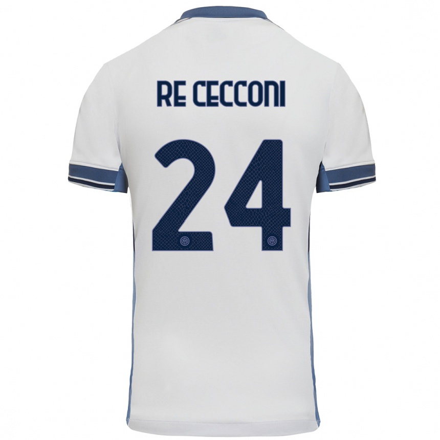 Niño Fútbol Camiseta Gabriele Re Cecconi #24 Blanco Gris 2ª Equipación 2024/25 Perú