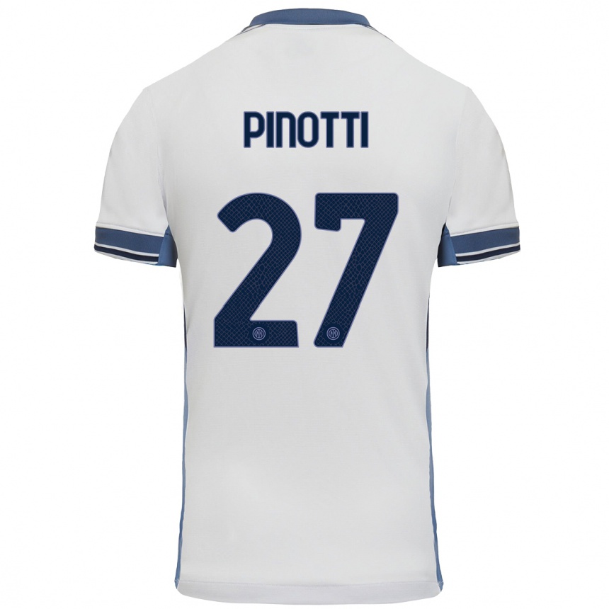 Niño Fútbol Camiseta Manuel Pinotti #27 Blanco Gris 2ª Equipación 2024/25 Perú