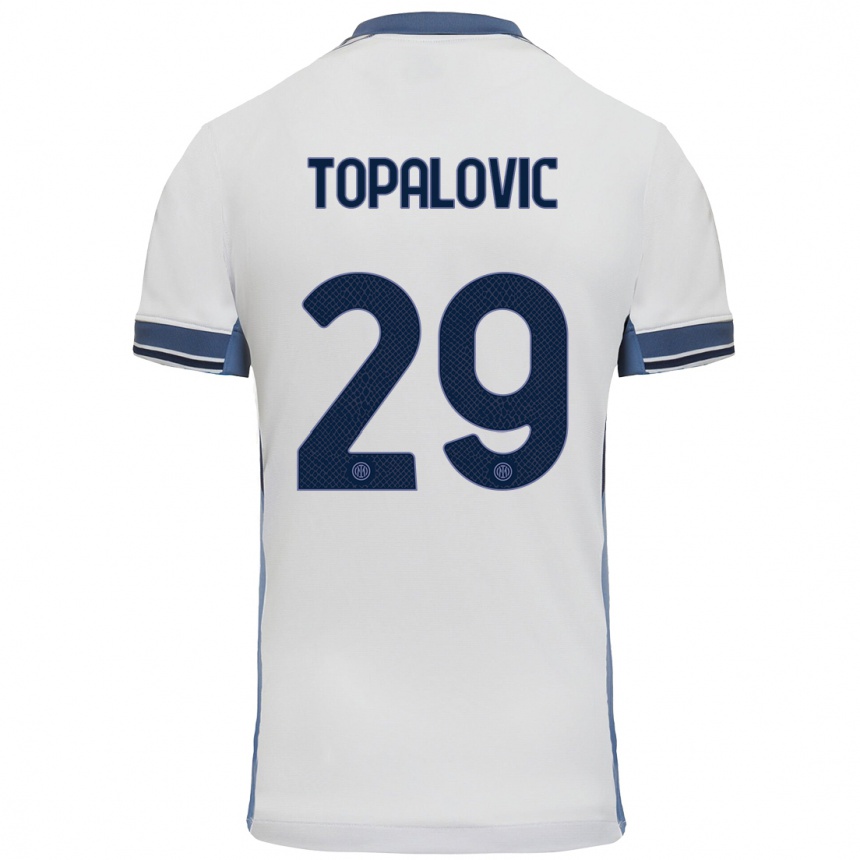 Niño Fútbol Camiseta Luka Topalovic #29 Blanco Gris 2ª Equipación 2024/25 Perú