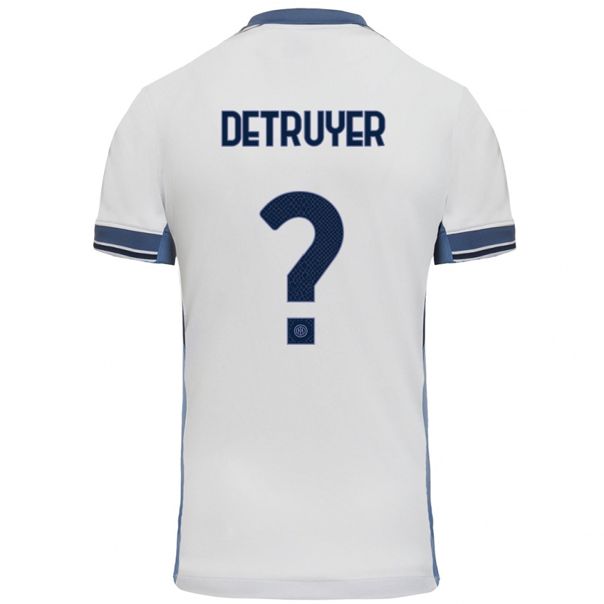 Niño Fútbol Camiseta Marie Detruyer #0 Blanco Gris 2ª Equipación 2024/25 Perú