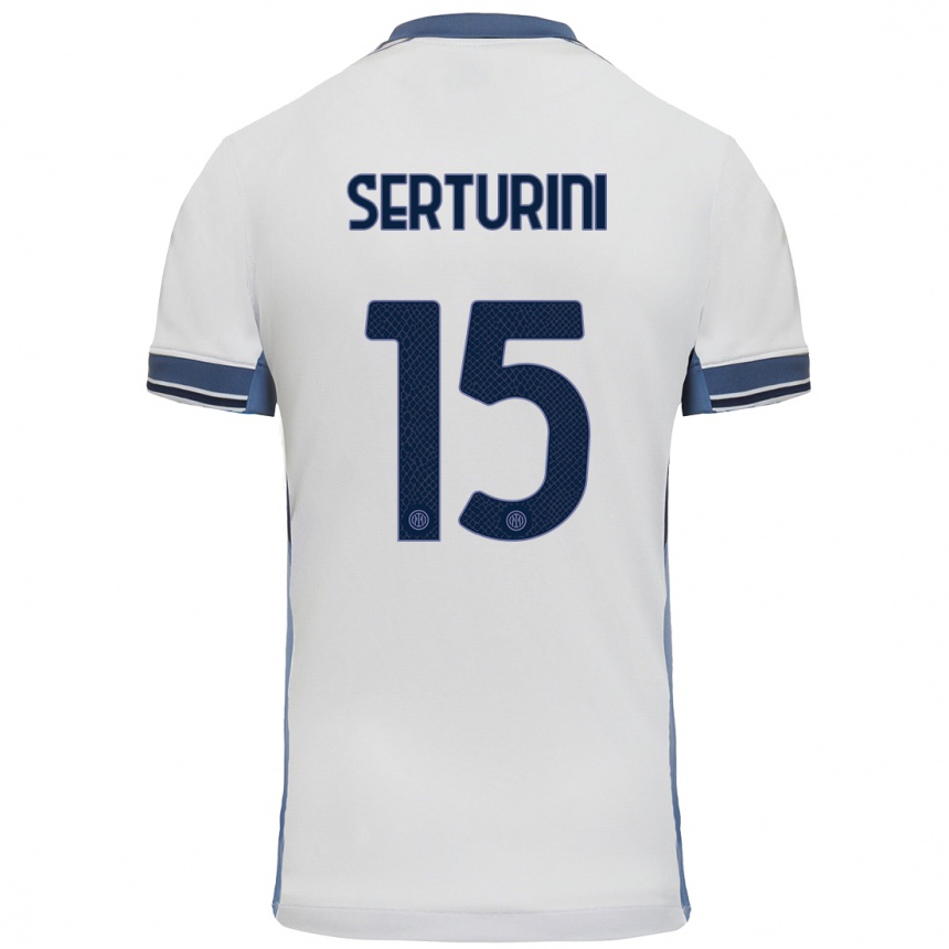 Niño Fútbol Camiseta Annamaria Serturini #15 Blanco Gris 2ª Equipación 2024/25 Perú