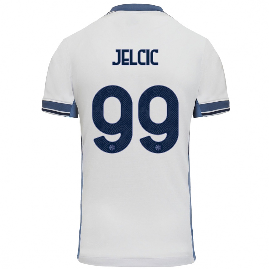 Niño Fútbol Camiseta Maja Jelčić #99 Blanco Gris 2ª Equipación 2024/25 Perú