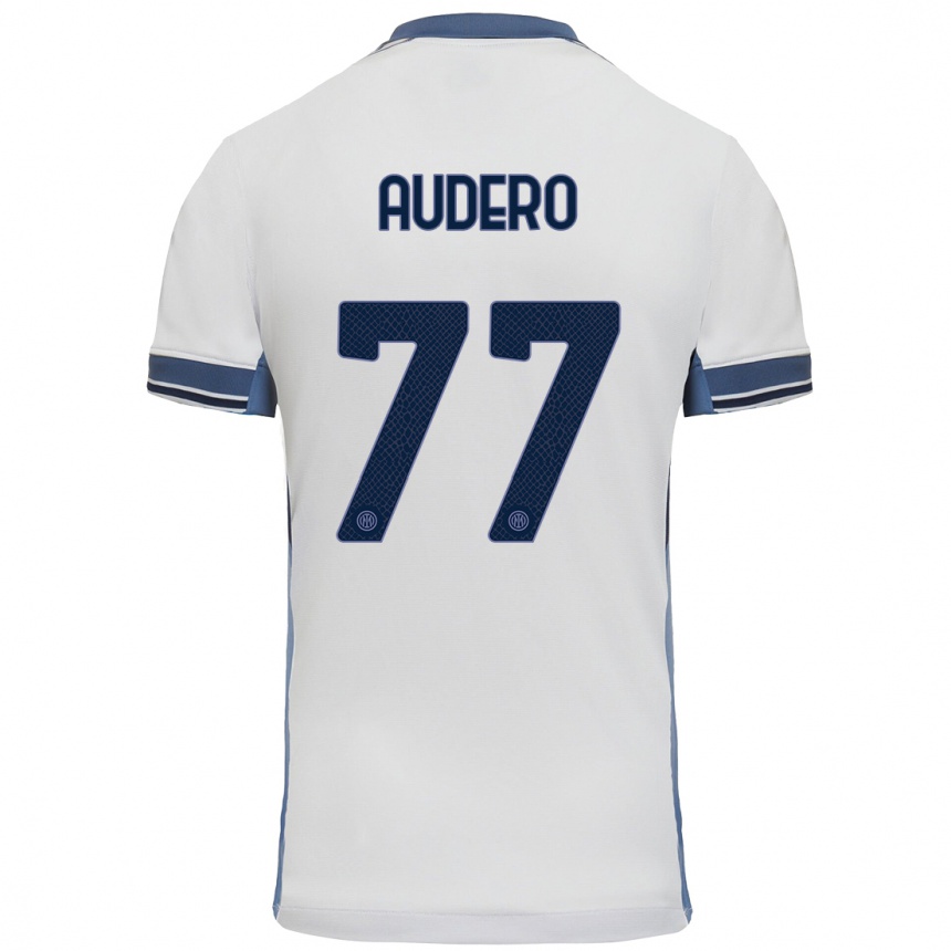 Niño Fútbol Camiseta Emil Audero #77 Blanco Gris 2ª Equipación 2024/25 Perú