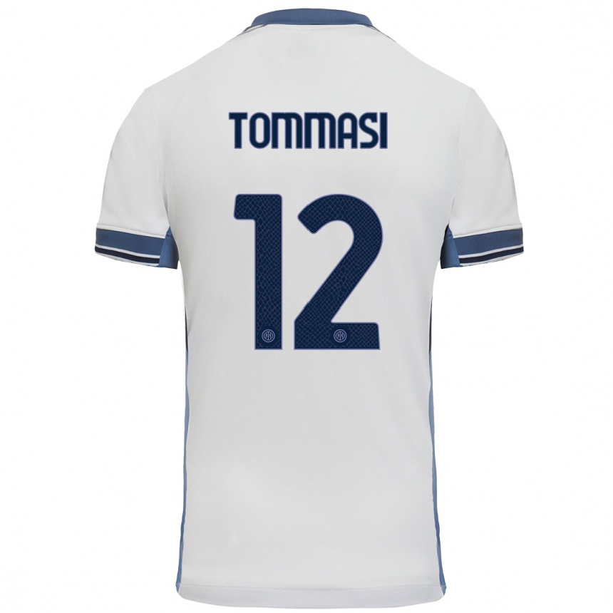 Niño Fútbol Camiseta Francesco Tommasi #12 Blanco Gris 2ª Equipación 2024/25 Perú