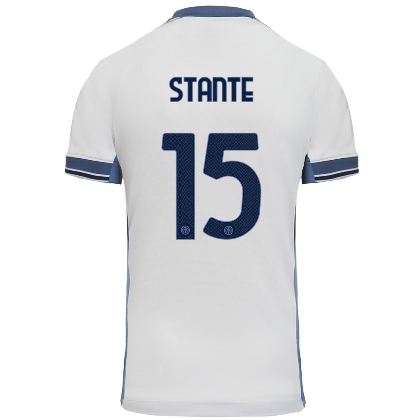 Niño Fútbol Camiseta Francesco Stante #15 Blanco Gris 2ª Equipación 2024/25 Perú