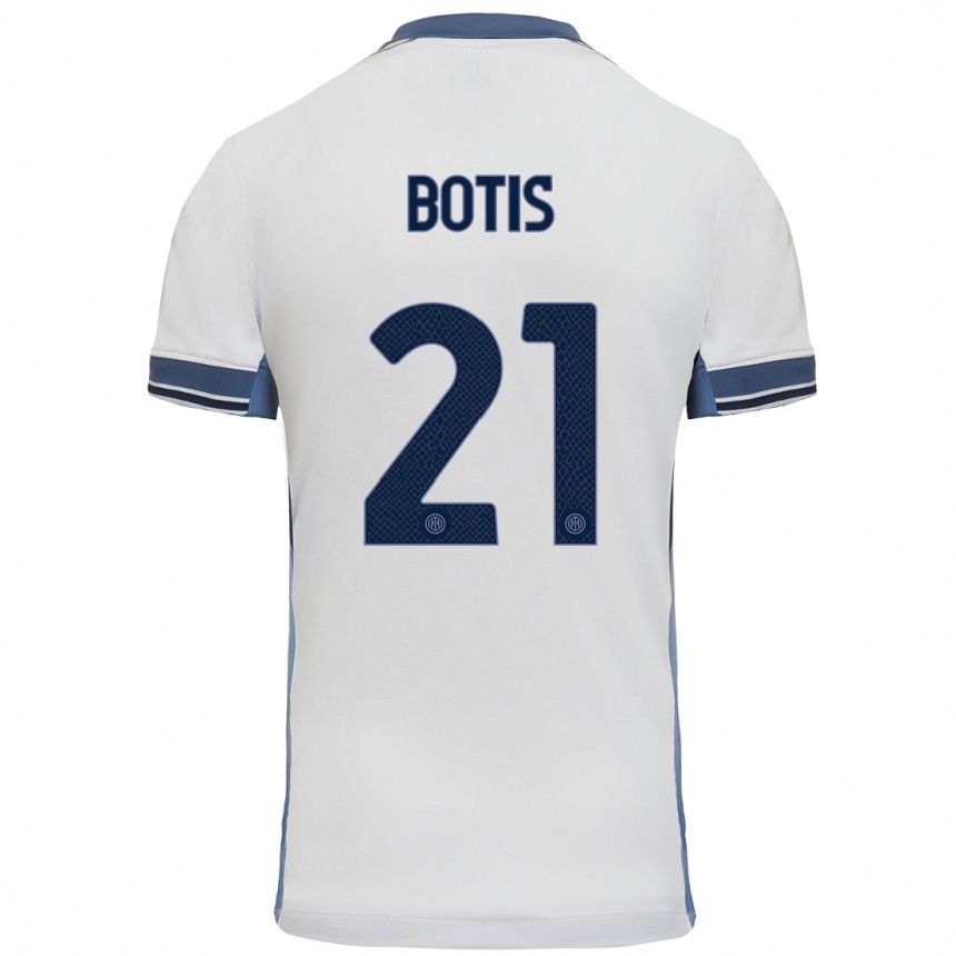 Niño Fútbol Camiseta Nikolaos Botis #21 Blanco Gris 2ª Equipación 2024/25 Perú