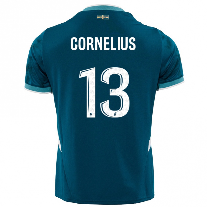 Niño Fútbol Camiseta Derek Cornelius #13 Azul Turquesa 2ª Equipación 2024/25 Perú