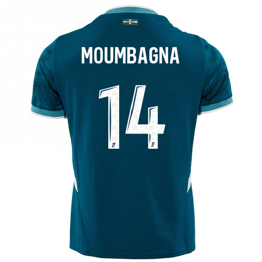 Niño Fútbol Camiseta Faris Moumbagna #14 Azul Turquesa 2ª Equipación 2024/25 Perú