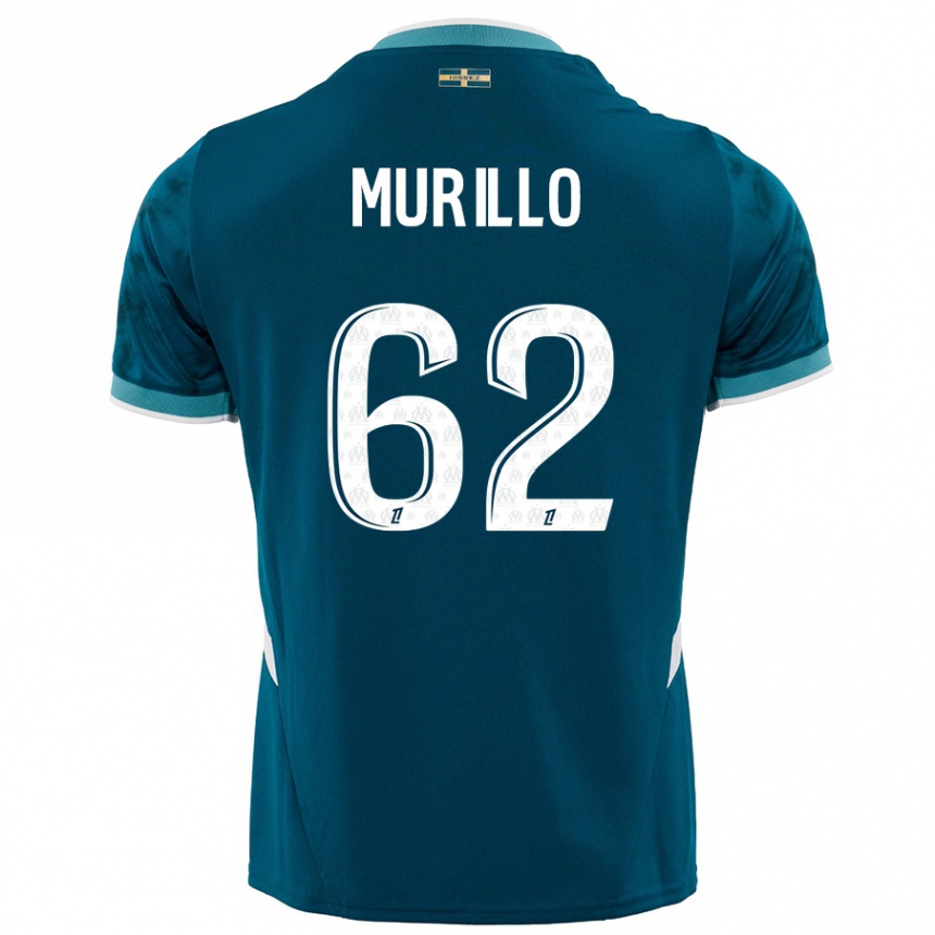 Niño Fútbol Camiseta Amir Murillo #62 Azul Turquesa 2ª Equipación 2024/25 Perú