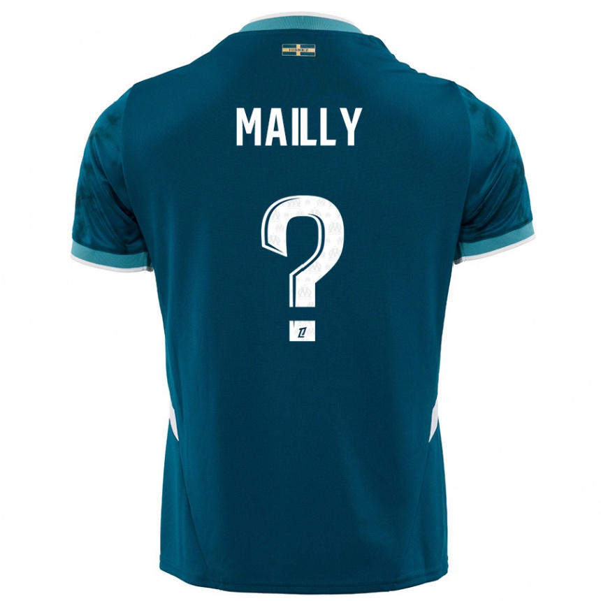 Niño Fútbol Camiseta Evan Mailly #0 Azul Turquesa 2ª Equipación 2024/25 Perú