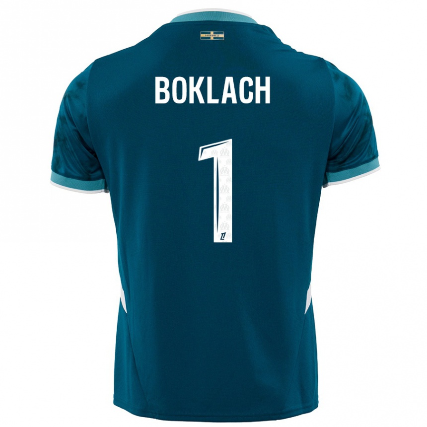 Niño Fútbol Camiseta Kateryna Boklach #1 Azul Turquesa 2ª Equipación 2024/25 Perú