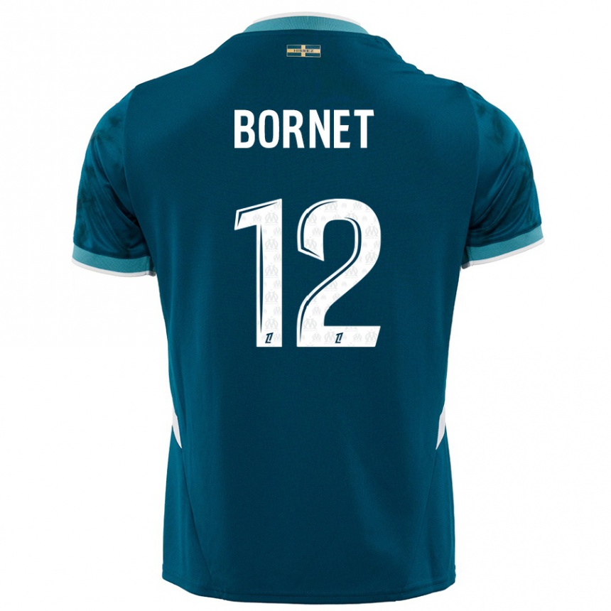 Niño Fútbol Camiseta Camille Bornet #12 Azul Turquesa 2ª Equipación 2024/25 Perú