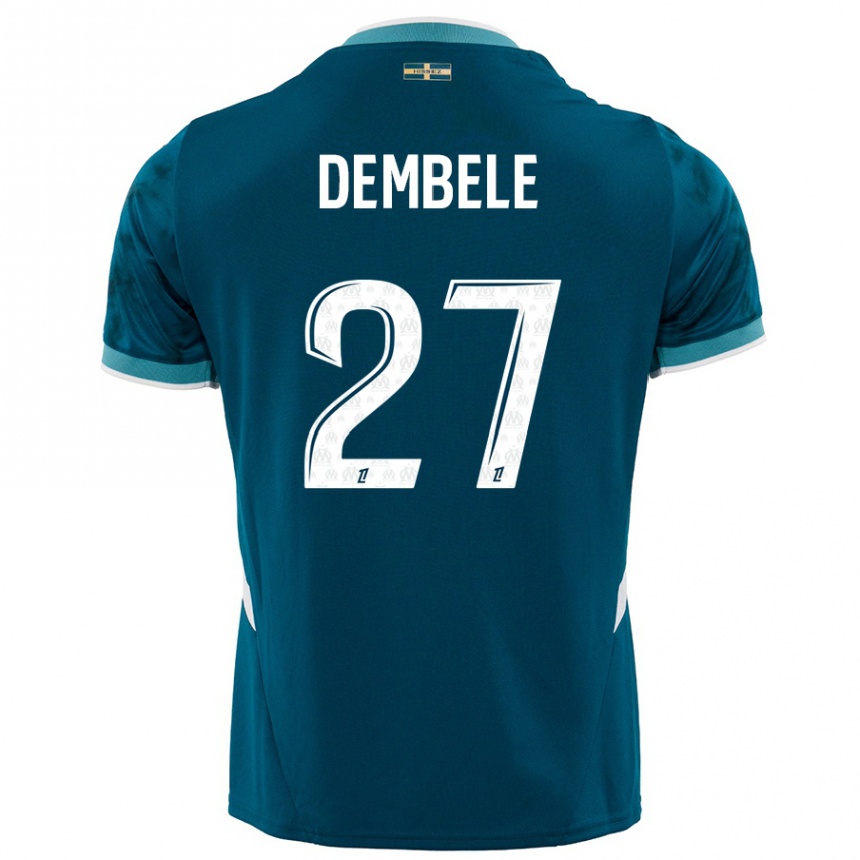 Niño Fútbol Camiseta Coumba Dembélé #27 Azul Turquesa 2ª Equipación 2024/25 Perú