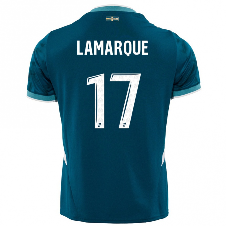 Niño Fútbol Camiseta Alais Lamarque #17 Azul Turquesa 2ª Equipación 2024/25 Perú