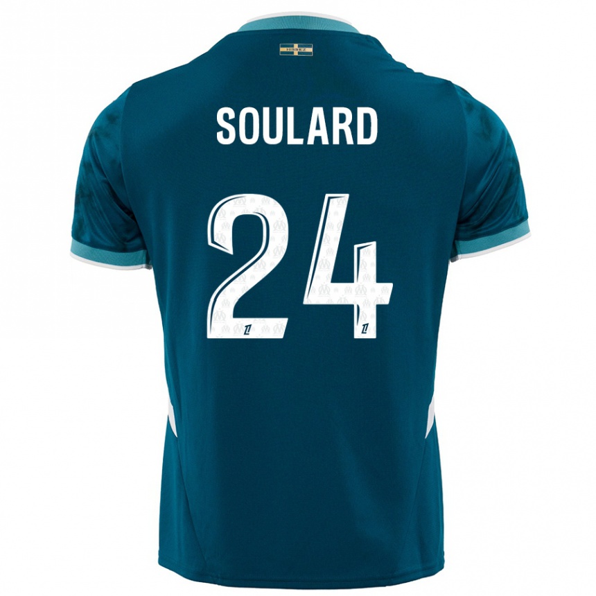 Niño Fútbol Camiseta Amandine Soulard #24 Azul Turquesa 2ª Equipación 2024/25 Perú