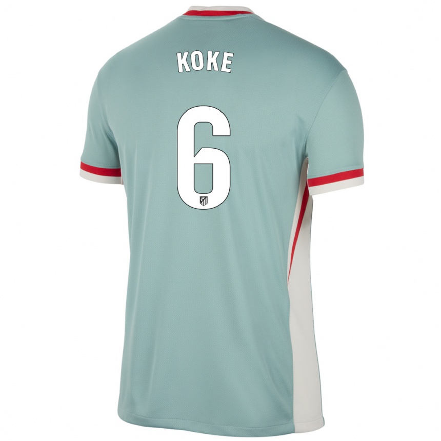 Niño Fútbol Camiseta Koke #6 Beige Claro Azul 2ª Equipación 2024/25 Perú