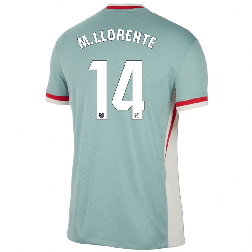 Niño Fútbol Camiseta Marcos Llorente #14 Beige Claro Azul 2ª Equipación 2024/25 Perú