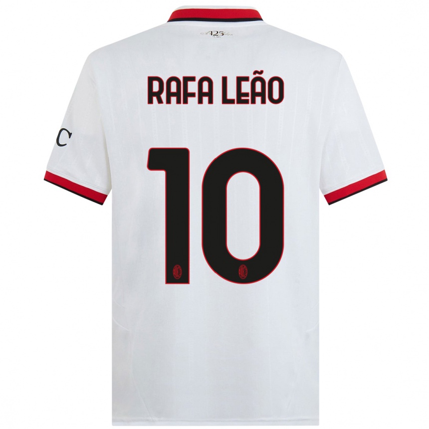 Niño Fútbol Camiseta Rafael Leao #10 Blanco Negro Rojo 2ª Equipación 2024/25 Perú