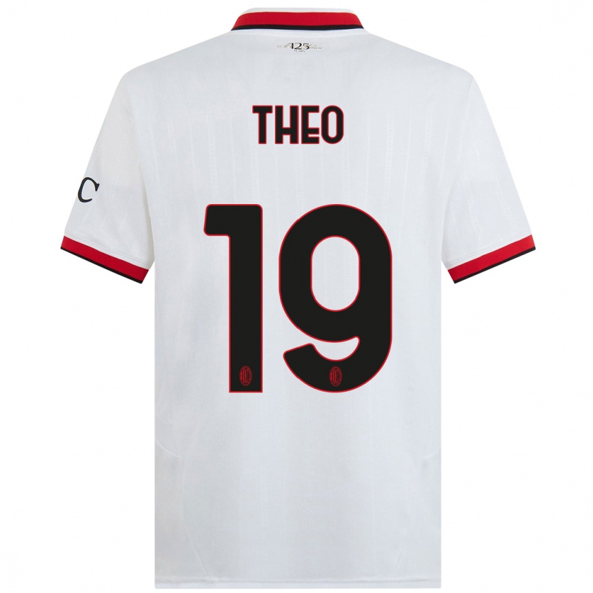 Niño Fútbol Camiseta Theo Hernandez #19 Blanco Negro Rojo 2ª Equipación 2024/25 Perú