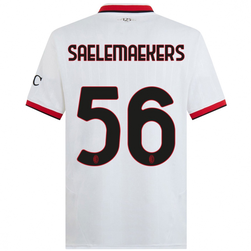 Niño Fútbol Camiseta Alexis Saelemaekers #56 Blanco Negro Rojo 2ª Equipación 2024/25 Perú