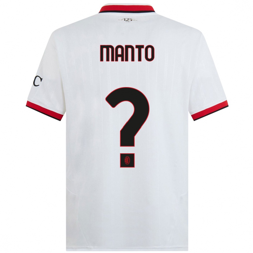 Niño Fútbol Camiseta Gaetano Manto #0 Blanco Negro Rojo 2ª Equipación 2024/25 Perú