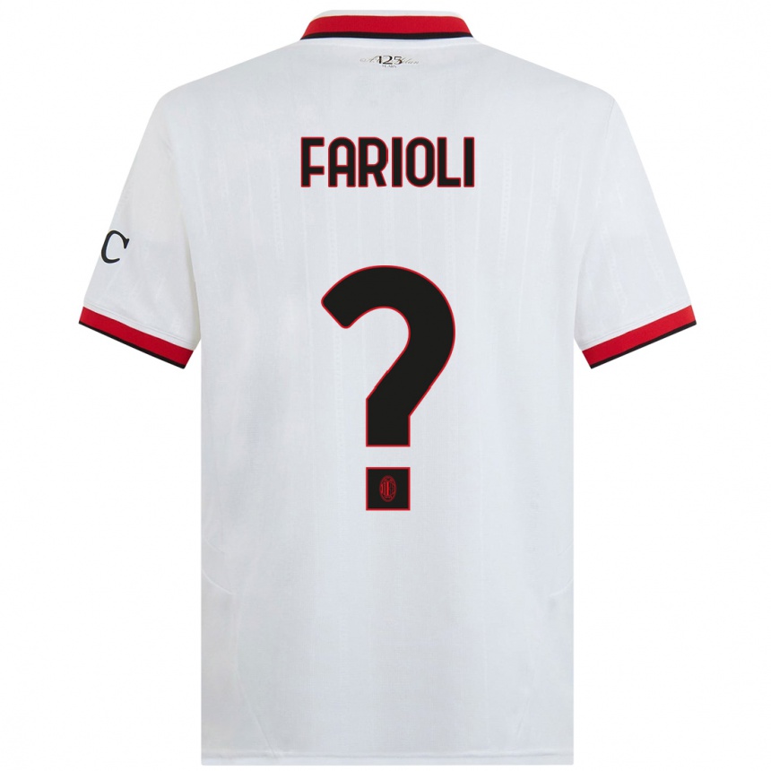 Niño Fútbol Camiseta Simone Farioli #0 Blanco Negro Rojo 2ª Equipación 2024/25 Perú