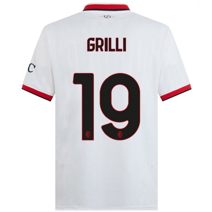 Niño Fútbol Camiseta Lorenzo Grilli #19 Blanco Negro Rojo 2ª Equipación 2024/25 Perú