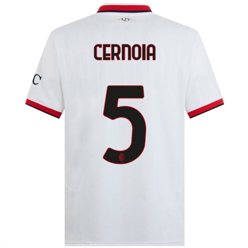 Niño Fútbol Camiseta Valentina Cernoia #5 Blanco Negro Rojo 2ª Equipación 2024/25 Perú