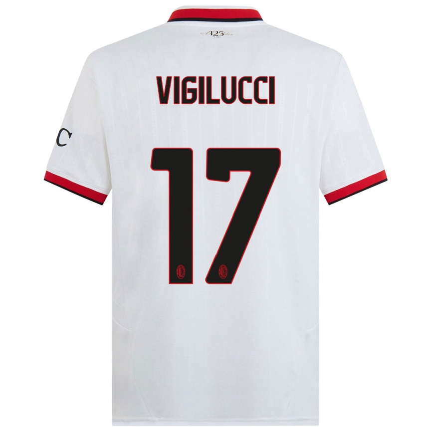 Niño Fútbol Camiseta Valery Vigilucci #17 Blanco Negro Rojo 2ª Equipación 2024/25 Perú