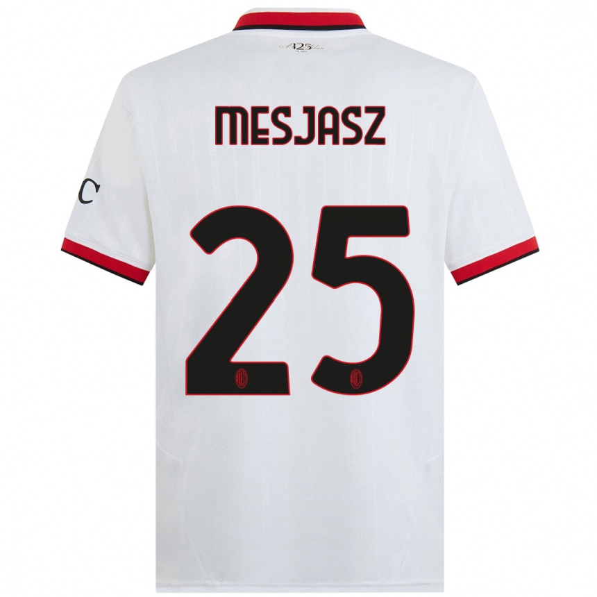 Niño Fútbol Camiseta Malgorzata Mesjasz #25 Blanco Negro Rojo 2ª Equipación 2024/25 Perú