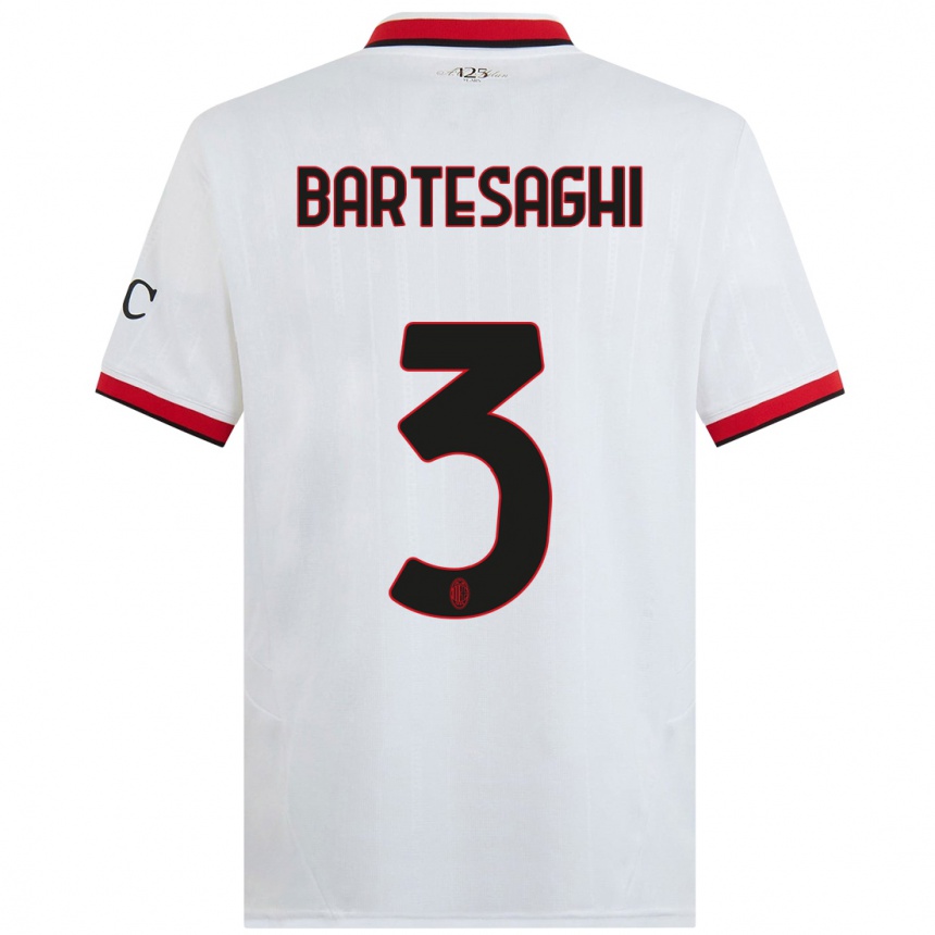 Niño Fútbol Camiseta Davide Bartesaghi #3 Blanco Negro Rojo 2ª Equipación 2024/25 Perú