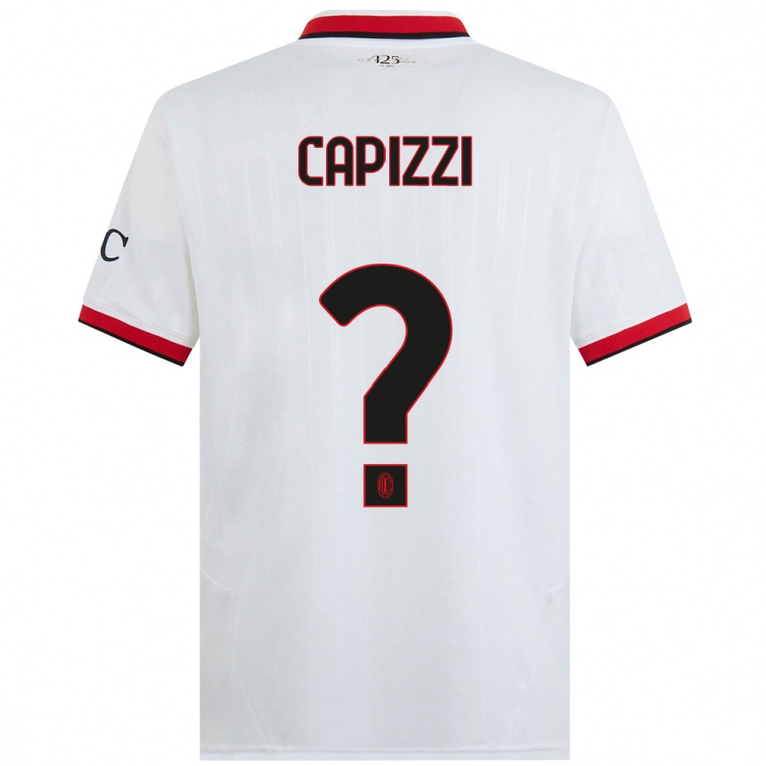 Niño Fútbol Camiseta Edoardo Capizzi #0 Blanco Negro Rojo 2ª Equipación 2024/25 Perú