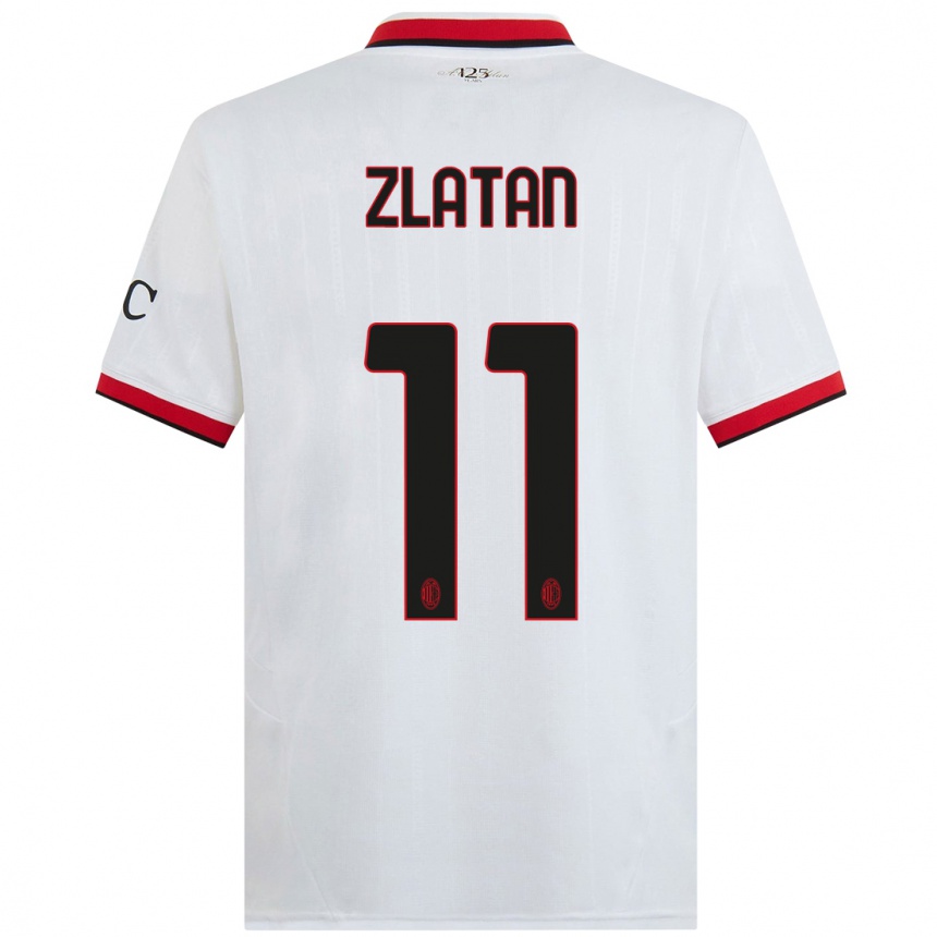 Niño Fútbol Camiseta Zlatan Ibrahimovic #11 Blanco Negro Rojo 2ª Equipación 2024/25 Perú